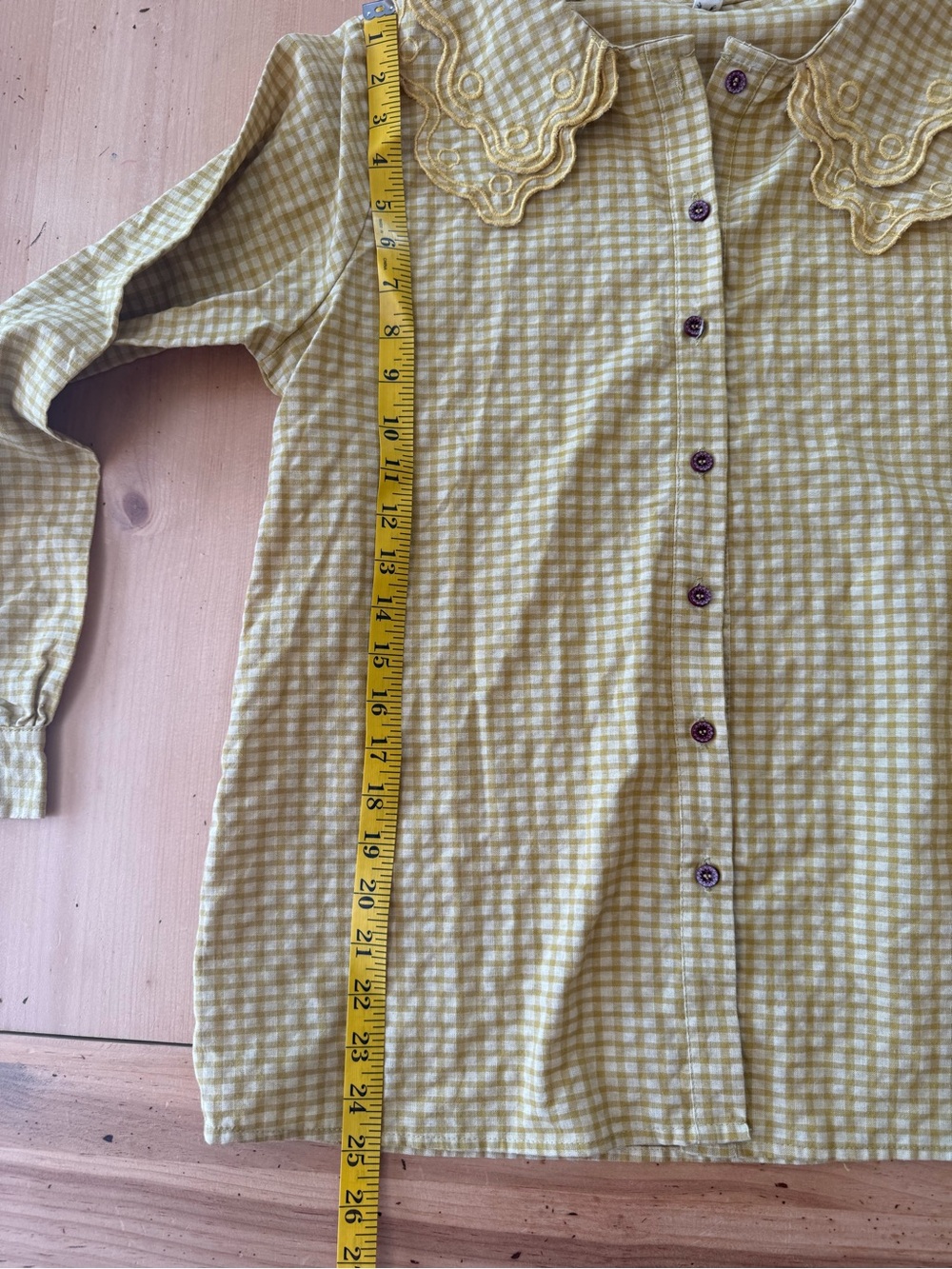 Cotton yellow gingham blouse - Picture 5 of 6